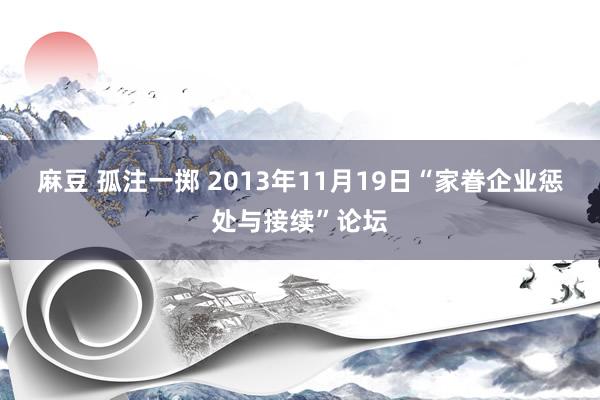 麻豆 孤注一掷 2013年11月19日“家眷企业惩处与接续”论坛