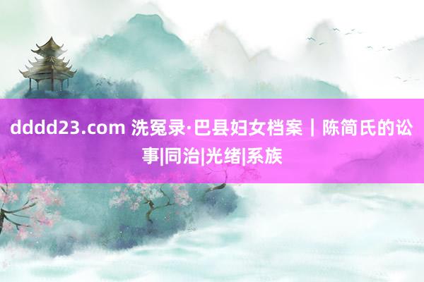 dddd23.com 洗冤录·巴县妇女档案｜陈简氏的讼事|同治|光绪|系族