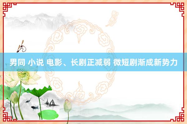 男同 小说 电影、长剧正减弱 微短剧渐成新势力